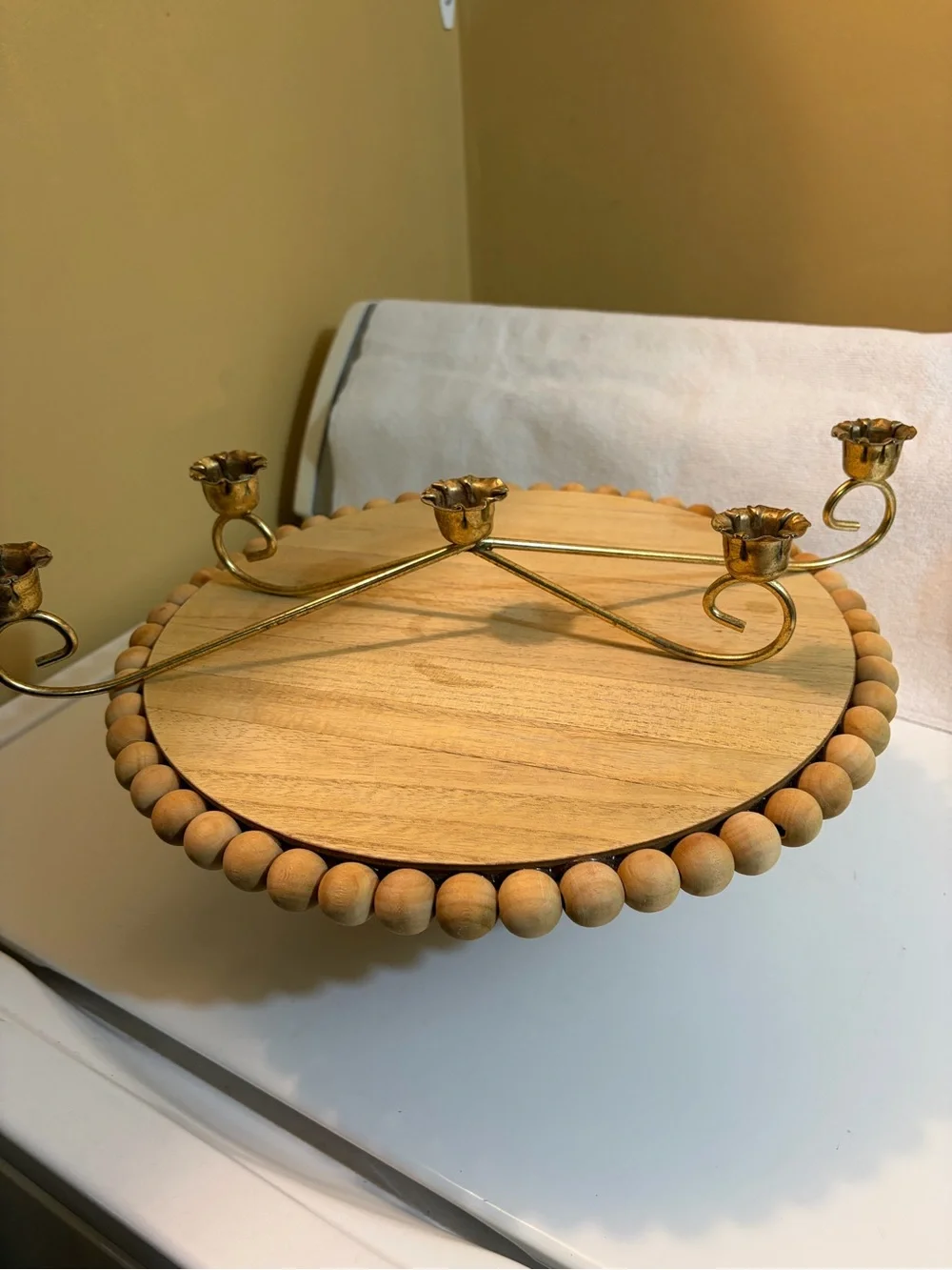Ornate Gold Five-Arm Metal Candle Holder